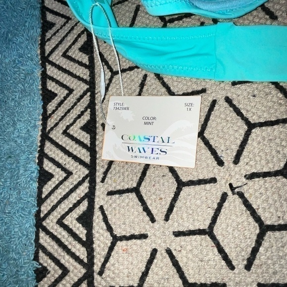 COASTAL WAVES SWIM PUSH UP BIKINI TOP IN AQUA BLUE, SZ 1X - Picture 4 of 5